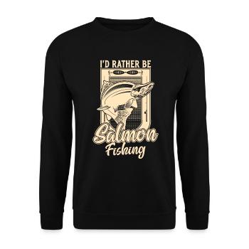 Ich wäre lieber Lachsfischen Fischerfischen Angeln - Unisex Pullover - Schwarz - Vorne - Alina (178cm) & Michal (187cm)