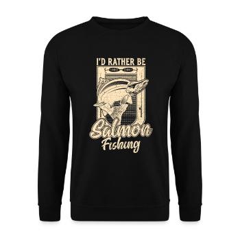 Ich wäre lieber Lachsfischer lustiger Fischer - Unisex Pullover - Schwarz - Vorne - Alina (178cm) & Michal (187cm)