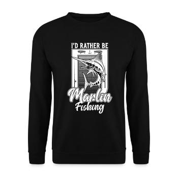 I'd Rather Be Marlin Fish Fishing Funny Fisherman - Unisex Sweatshirt - black - Front - Alina (178cm) & Michal (187cm)