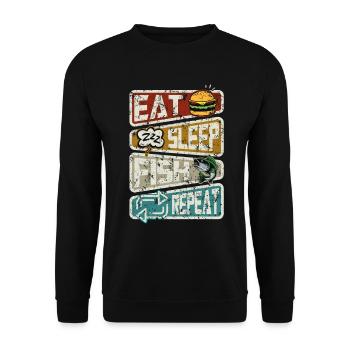 Pêcheur Drôle de pêche Manger Dormir Poisson Répéter - Sweat-shirt Unisexe - noir - Devant - Alina (178cm) & Michal (187cm)