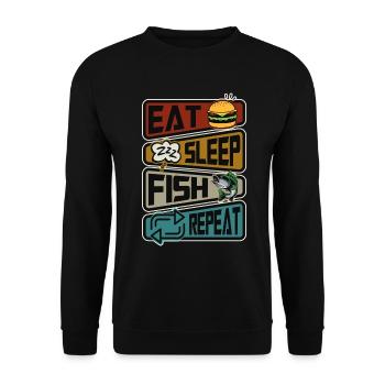 Drôle de pêche Manger Dormir Poisson Répéter La pêche - Sweat-shirt Unisexe - noir - Devant - Alina (178cm) & Michal (187cm)