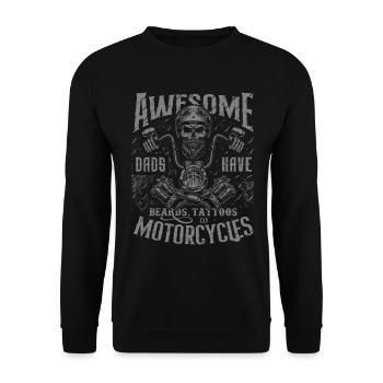 Biker-Väter haben Tattoos Bärte & fahren Motorräder - Unisex Pullover - Schwarz - Vorne - Alina (178cm) & Michal (187cm)