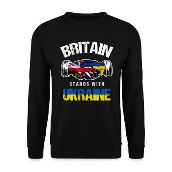 La Grande-Bretagne se tient avec l’Ukraine Drapeau ukrainien du Royaume-Uni - Sweat-shirt Unisexe - noir - Devant - Alina (178cm) & Michal (187cm)