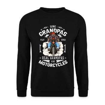 Opas spielen Bingo echte Opas fahren Motorräder - Unisex Pullover - Schwarz - Vorne - Alina (178cm) & Michal (187cm)