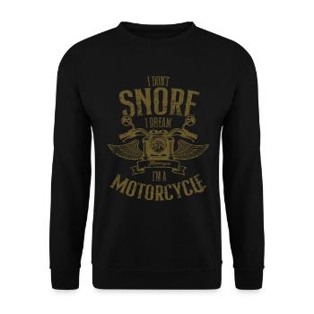 Ich schnarche nicht, ich träume, dass ich ein Motorrad bin lustig - Unisex Pullover - Schwarz - Vorne - Alina (178cm) & Michal (187cm)