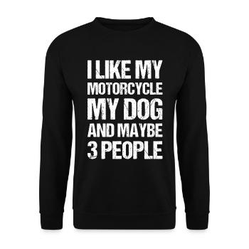 Motard J’aime Mon Chien Moto & Peut-être 3 Personnes - Sweat-shirt Unisexe - noir - Devant - Alina (178cm) & Michal (187cm)