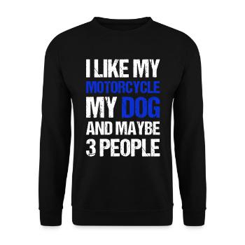 Motard J’aime Mon Chien Moto & Peut-être 3 Personnes - Sweat-shirt Unisexe - noir - Devant - Alina (178cm) & Michal (187cm)