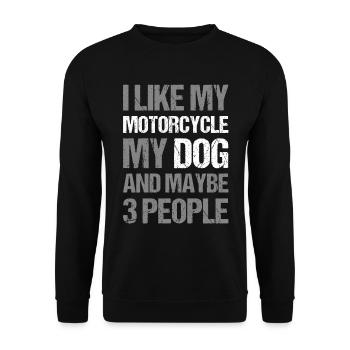 Motard J’aime Mon Chien Moto & Peut-être 3 Personnes - Sweat-shirt Unisexe - noir - Devant - Alina (178cm) & Michal (187cm)
