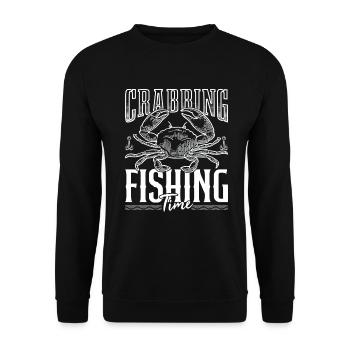 Krabbenzeit Angeln für Krabben Rockpool Fischer - Unisex Pullover - Schwarz - Vorne - Alina (178cm) & Michal (187cm)