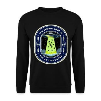 The Fishing Here Is Out Of This World UFO Fishing - Unisex Sweatshirt - black - Front - Alina (178cm) & Michal (187cm)