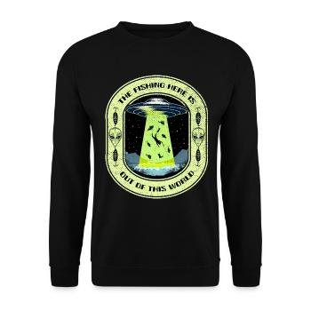 La pêche ici est hors de ce monde la pêche aux OVNIS - Sweat-shirt Unisexe - noir - Devant - Alina (178cm) & Michal (187cm)