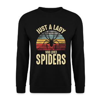 Nur eine Dame, die Vogelspinnen Retro Vintage liebt - Unisex Pullover - Schwarz - Vorne - Alina (178cm) & Michal (187cm)