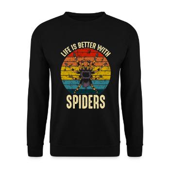 Life Is Better With Tarantulas Spider owner - Unisex Sweatshirt - black - Front - Alina (178cm) & Michal (187cm)