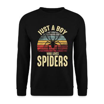 Just A Boy Who Loves Spiders Retro Vintage Pet - Unisex Sweatshirt - black - Front - Alina (178cm) & Michal (187cm)