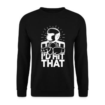 Ich würde diesen lustigen Box-Retro-Boxer treffen - Unisex Pullover - Schwarz - Vorne - Alina (178cm) & Michal (187cm)