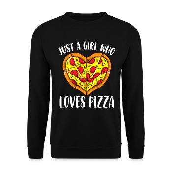 Nur ein Mädchen, das Pizza liebt Lustige Pizza Fan - Unisex Pullover - Schwarz - Vorne - Alina (178cm) & Michal (187cm)