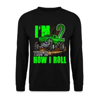 2nd Birthday Children's Monster Truck Boys & Girls - Unisex Sweatshirt - black - Front - Alina (178cm) & Michal (187cm)