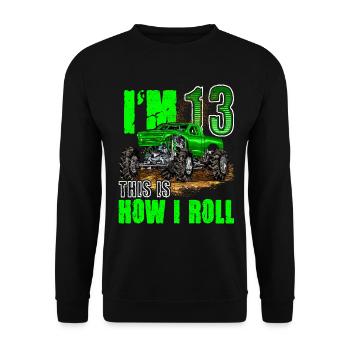 13th Birthday Monster Truck For Boys & Girls 13 - Unisex Sweatshirt - black - Front - Alina (178cm) & Michal (187cm)