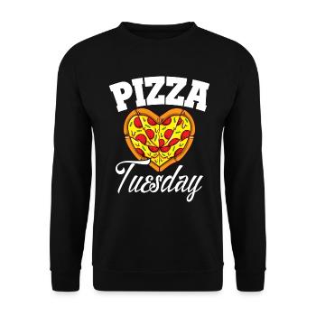 Dienstag Pizza Night Funny Pizza Lover Fast Food - Unisex Pullover - Schwarz - Vorne - Alina (178cm) & Michal (187cm)