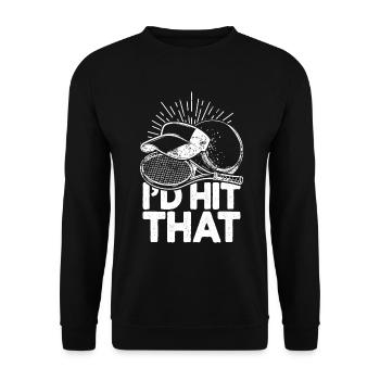 I'd Hit That Funny Tennis Retro Tennis Player - Unisex Sweatshirt - black - Front - Alina (178cm) & Michal (187cm)