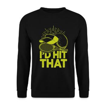 I'd Hit That Funny Tennis Retro Tennis Player - Unisex Sweatshirt - black - Front - Alina (178cm) & Michal (187cm)