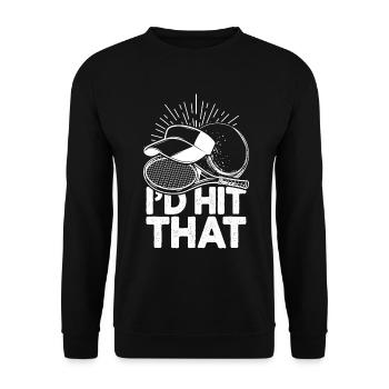 I'd Hit That Funny Tennis Retro Tennis Player - Unisex Sweatshirt - black - Front - Alina (178cm) & Michal (187cm)