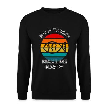 Fischbecken machen mich glücklich Retro Sunset Fish Keeper - Unisex Pullover - Schwarz - Vorne - Alina (178cm) & Michal (187cm)
