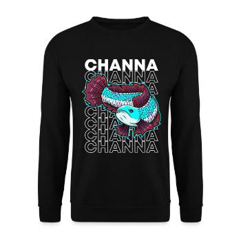 Channa 80's Style Snakehead Monster Fischhüter - Unisex Pullover - Schwarz - Vorne - Alina (178cm) & Michal (187cm)