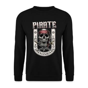 Lassen Sie die Piraten-Tricks mit dem Tattoo-Stil beginnen - Unisex Pullover - Schwarz - Vorne - Alina (178cm) & Michal (187cm)