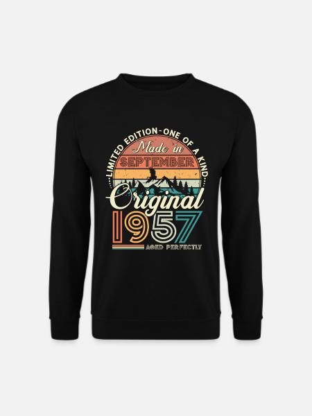 September 1957 Jahrgang Vintage Retro Geburtstag - Unisex Pullover - Schwarz
