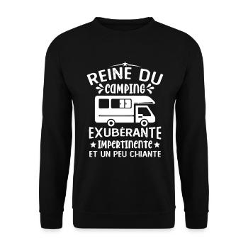 La Reine Du Camping Campeuse Cadeau Campeur Femme - Sweat-shirt Unisexe - noir - Devant - Alina (178cm) & Michal (187cm)