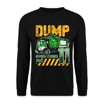 Garbage Truck 11th Birthday 11 Years Old Birthday - Unisex Sweatshirt - black - Front - Alina (178cm) & Michal (187cm)