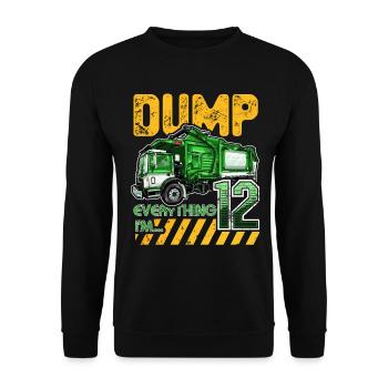 Garbage Truck 12th Birthday 12 Years Old Birthday - Unisex Sweatshirt - black - Front - Alina (178cm) & Michal (187cm)