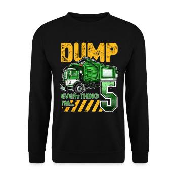 Garbage Truck 5th Birthday 5 Years Old Birthday - Unisex Sweatshirt - black - Front - Alina (178cm) & Michal (187cm)
