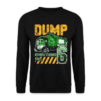 Garbage Truck 6th Birthday 6 Years Old Birthday - Unisex Sweatshirt - black - Front - Alina (178cm) & Michal (187cm)