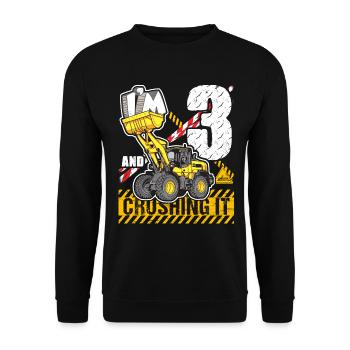 I’m 3 & Crushing It 3rd Birthday Boys Excavator - Sweat-shirt Unisexe - noir - Devant - Alina (178cm) & Michal (187cm)