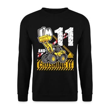 I'm 11 & Crushing It 11th Birthday Boys Excavator - Unisex Sweatshirt - black - Front - Alina (178cm) & Michal (187cm)