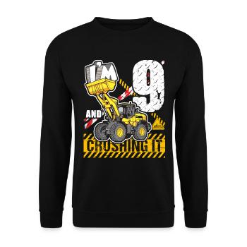 Ich bin 9 & Crushing It 9th Birthday Boys Bagger - Unisex Pullover - Schwarz - Vorne - Alina (178cm) & Michal (187cm)