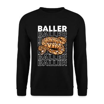 Ball Python 80's Style Baller Royal Python Snake - Unisex Pullover - Schwarz - Vorne - Alina (178cm) & Michal (187cm)