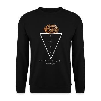 Ball Python Geometrischer moderner Schlangenwärter - Unisex Pullover - Schwarz - Vorne - Alina (178cm) & Michal (187cm)