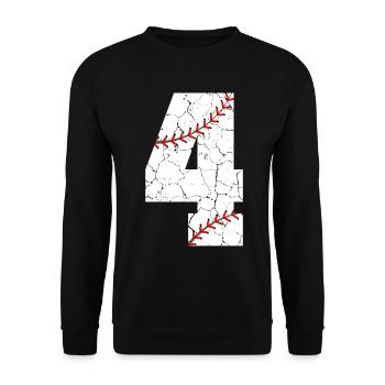 Kinder 4. Geburtstag Baseballspieler 4 Jahre alt - Unisex Pullover - Schwarz - Vorne - Alina (178cm) & Michal (187cm)