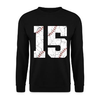 Kinder Baseballspieler zum 15. Geburtstag 15 Jahre alt - Unisex Pullover - Schwarz - Vorne - Alina (178cm) & Michal (187cm)