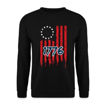 Betsy Ross American Flag Patriotic USA Distressed - Unisex Sweatshirt - black - Front - Alina (178cm) & Michal (187cm)