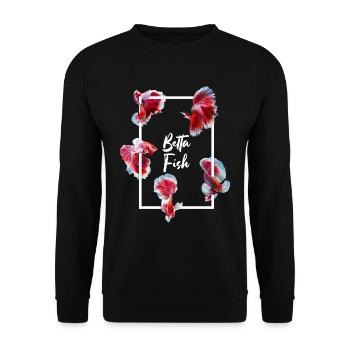 Siamesischer Kampffisch Betta Fish Aquarium - Unisex Pullover - Schwarz - Vorne - Alina (178cm) & Michal (187cm)