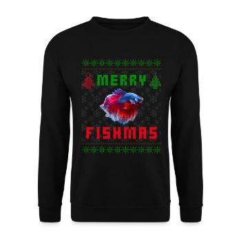 Betta Fish Siamese Fighting Fish Christmas Sweater - Unisex Sweatshirt - black - Front - Alina (178cm) & Michal (187cm)