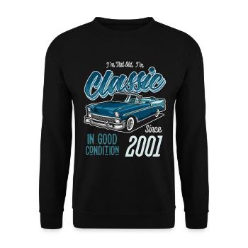 I'm Not Old I'm Classic Car Vintage Born In 2001 - Unisex Sweatshirt - black - Front - Alina (178cm) & Michal (187cm)