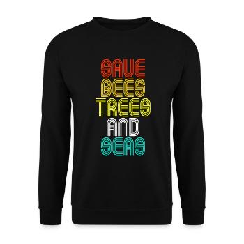Save The Bees, Trees And Seas Changement climatique Rétro - Sweat-shirt Unisexe - noir - Devant - Alina (178cm) & Michal (187cm)