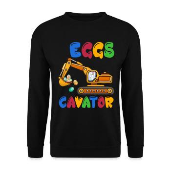 Funny EggsCavator Happy Easter Excavator Egg Kids - Unisex Sweatshirt - black - Front - Alina (178cm) & Michal (187cm)