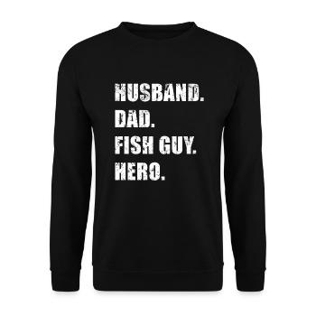 Rétro Poissonnier Aquariophile Fête des Pères - Sweat-shirt Unisexe - noir - Devant - Alina (178cm) & Michal (187cm)