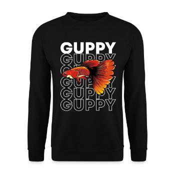Guppy Fish 80's Style Tropical Fish Keeper - Unisex Sweatshirt - black - Front - Alina (178cm) & Michal (187cm)